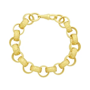 9ct Yellow Gold Patterned Belcher Bracelet 9.5″ 14mm