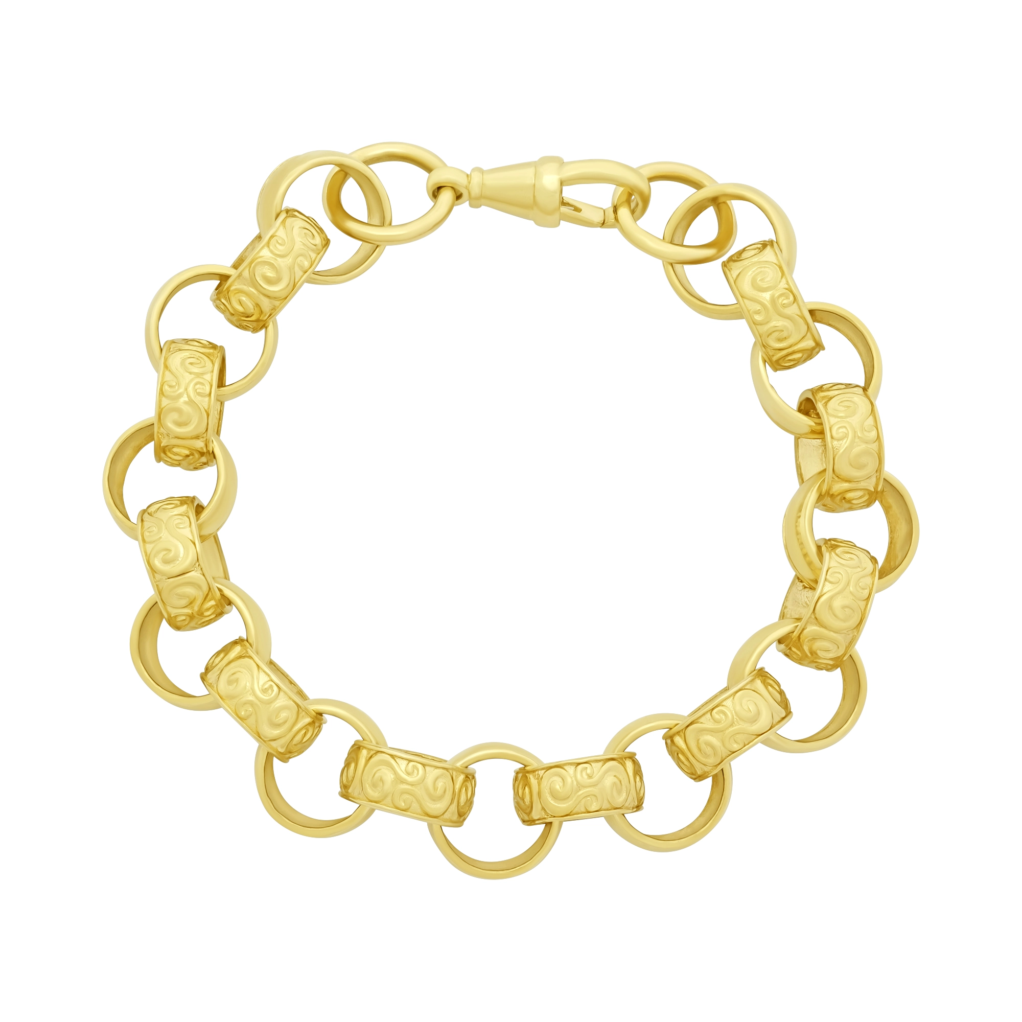 9ct Yellow Gold Patterned Belcher Bracelet 9.5" 14mm
