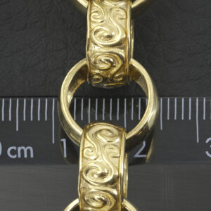 9ct Yellow Gold Patterned Belcher Bracelet 9.5″ 14mm