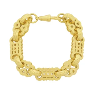 9ct Yellow Gold Stars & Bars Bracelet 10.5″ 19mm