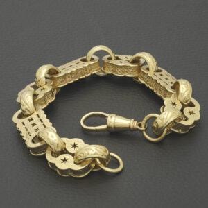 9ct Yellow Gold Stars & Bars Bracelet 10.5″ 19mm