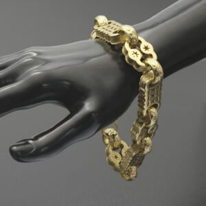 9ct Yellow Gold Stars & Bars Bracelet 10.5″ 19mm