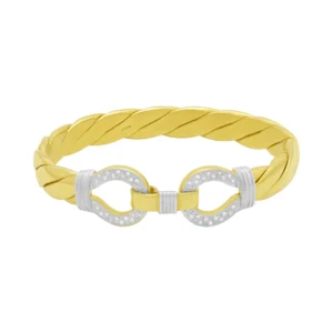 9ct Yellow Gold 0.20ct Diamond Double Loop Bangle