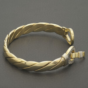 9ct Yellow Gold 0.20ct Diamond Double Loop Bangle