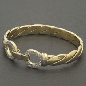 9ct Yellow Gold 0.20ct Diamond Double Loop Bangle