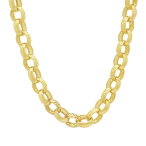 9ct Yellow Gold Patterned Belcher Chain 24″ 10.5mm