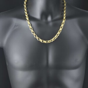 9ct Yellow Gold Patterned Belcher Chain 24″ 10.5mm