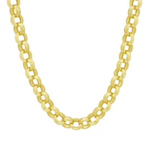 9ct Yellow Gold Patterned Belcher Chain 28″ 10mm