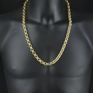 9ct Yellow Gold Patterned Belcher Chain 28″ 10mm