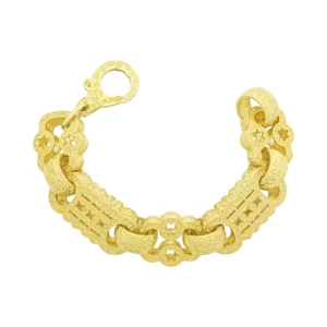 9ct Yellow Gold Stars & Bars Bracelet 8.5″ 22mm