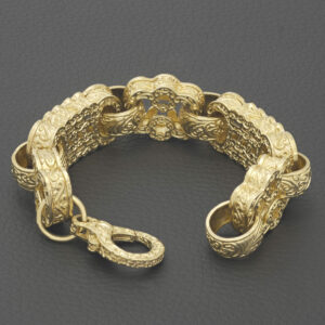 9ct Yellow Gold Stars & Bars Bracelet 8.5″ 22mm