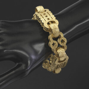 9ct Yellow Gold Stars & Bars Bracelet 8.5″ 22mm