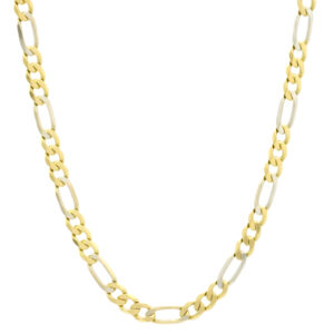 9ct Yellow & White Gold Figaro Chain 24.5″ 5.5mm