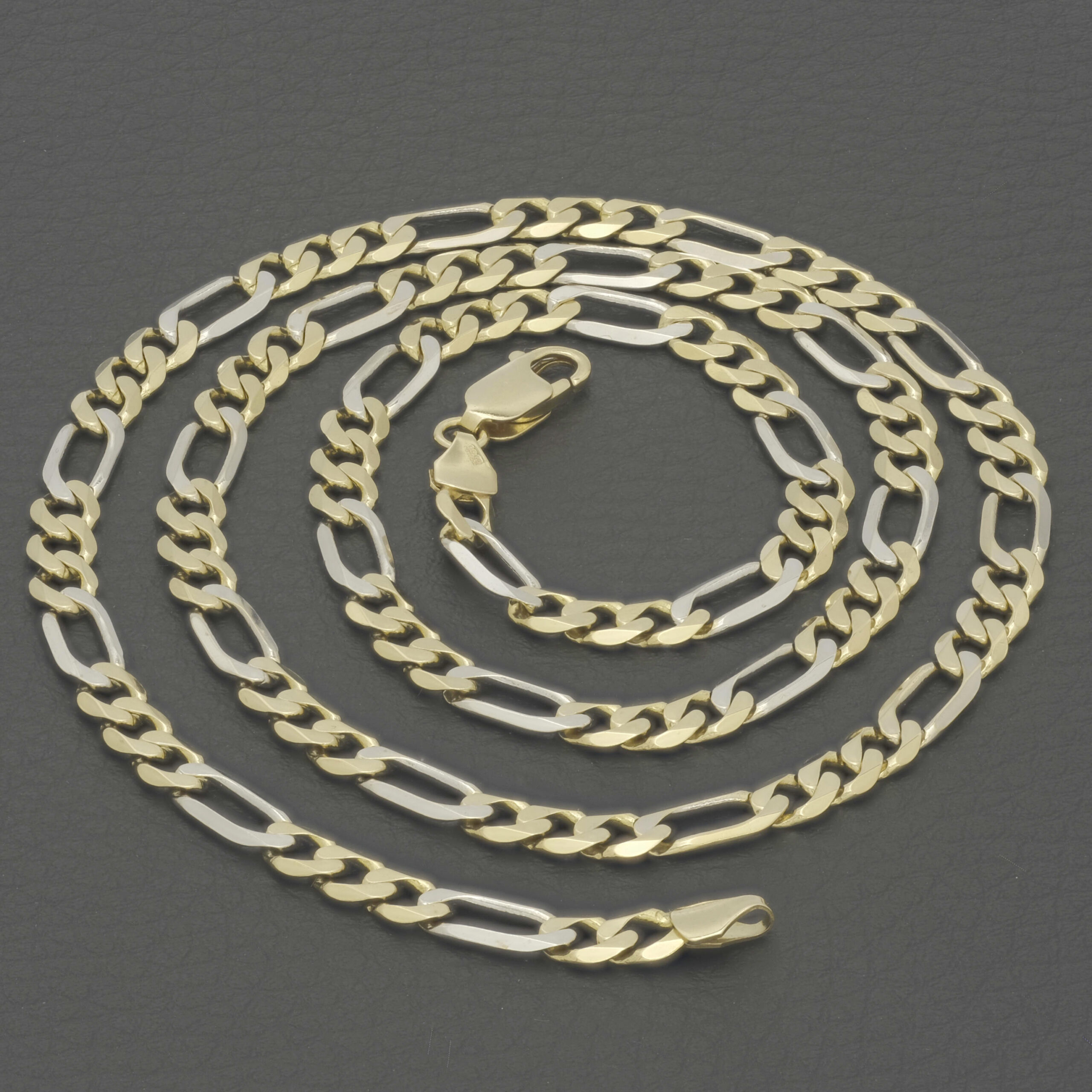 9ct Yellow & White Gold Figaro Chain 24.5" 5.5mm - Image 2