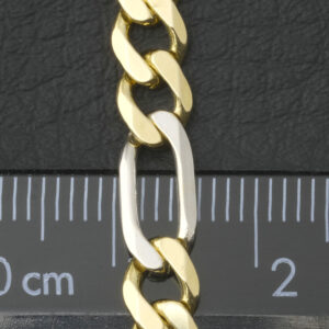 9ct Yellow & White Gold Figaro Chain 24.5″ 5.5mm