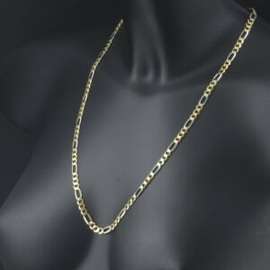 9ct Yellow & White Gold Figaro Chain 24.5″ 5.5mm