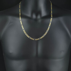 9ct Yellow & White Gold Figaro Chain 24.5″ 5.5mm