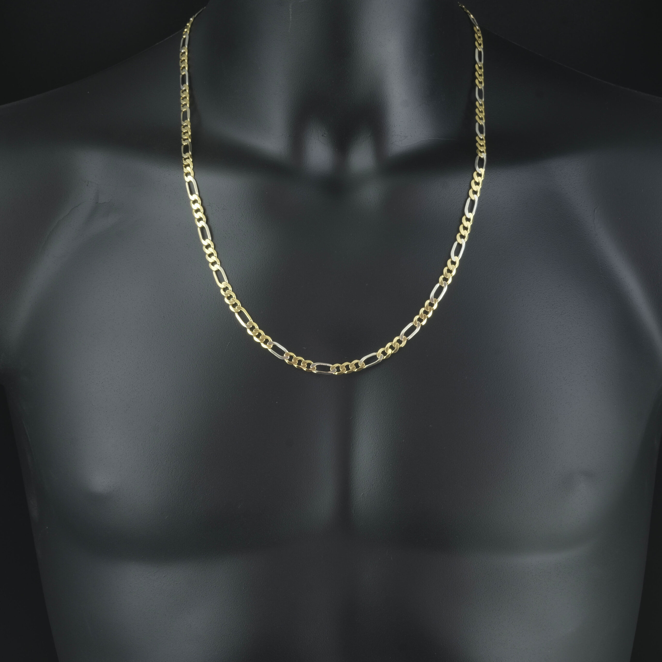 9ct Yellow & White Gold Figaro Chain 24.5" 5.5mm - Image 3