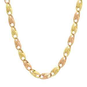 9ct Yellow & Rose Gold Tulip Chain 23.5″ 8.5mm