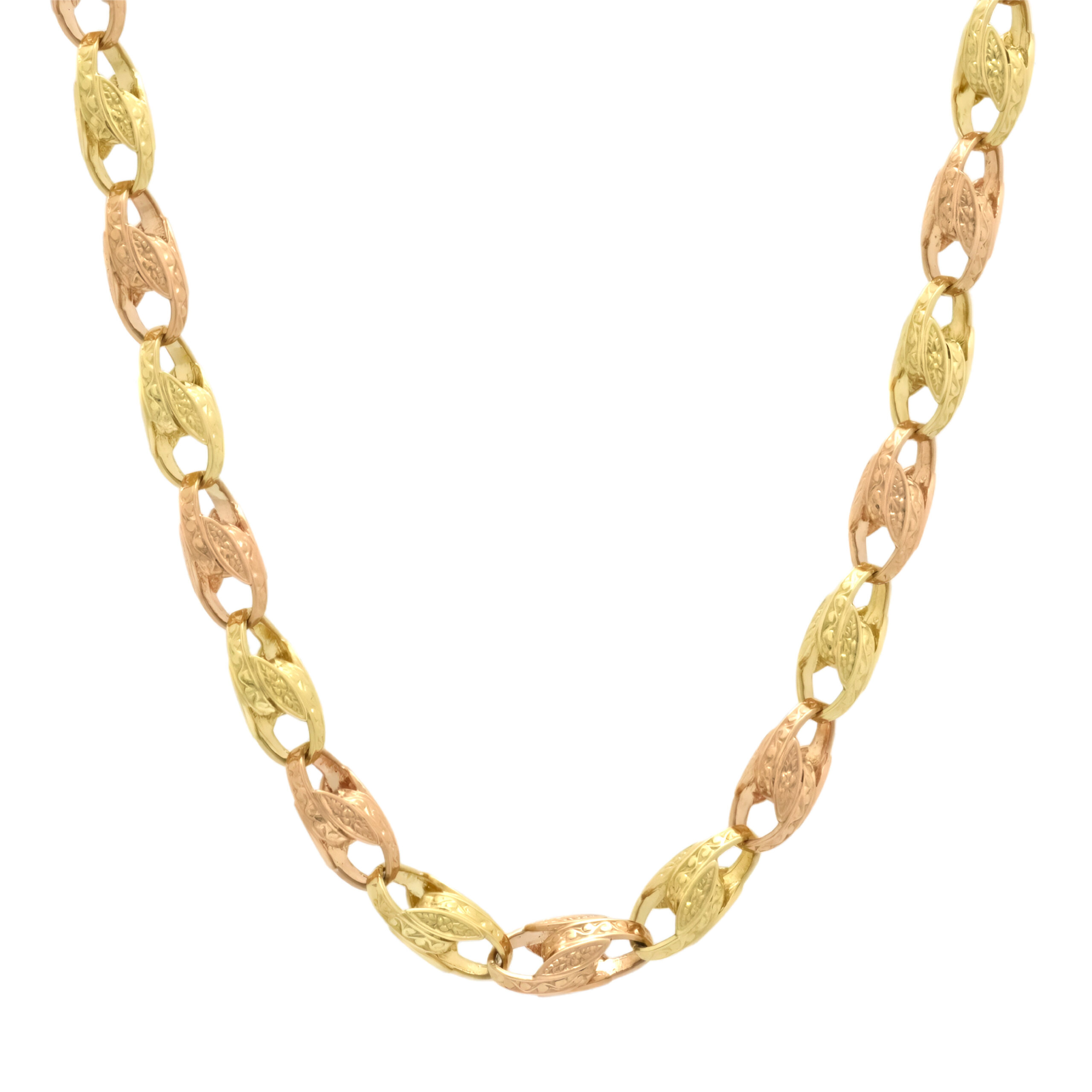 9ct Yellow & Rose Gold Tulip Chain 23.5" 8.5mm