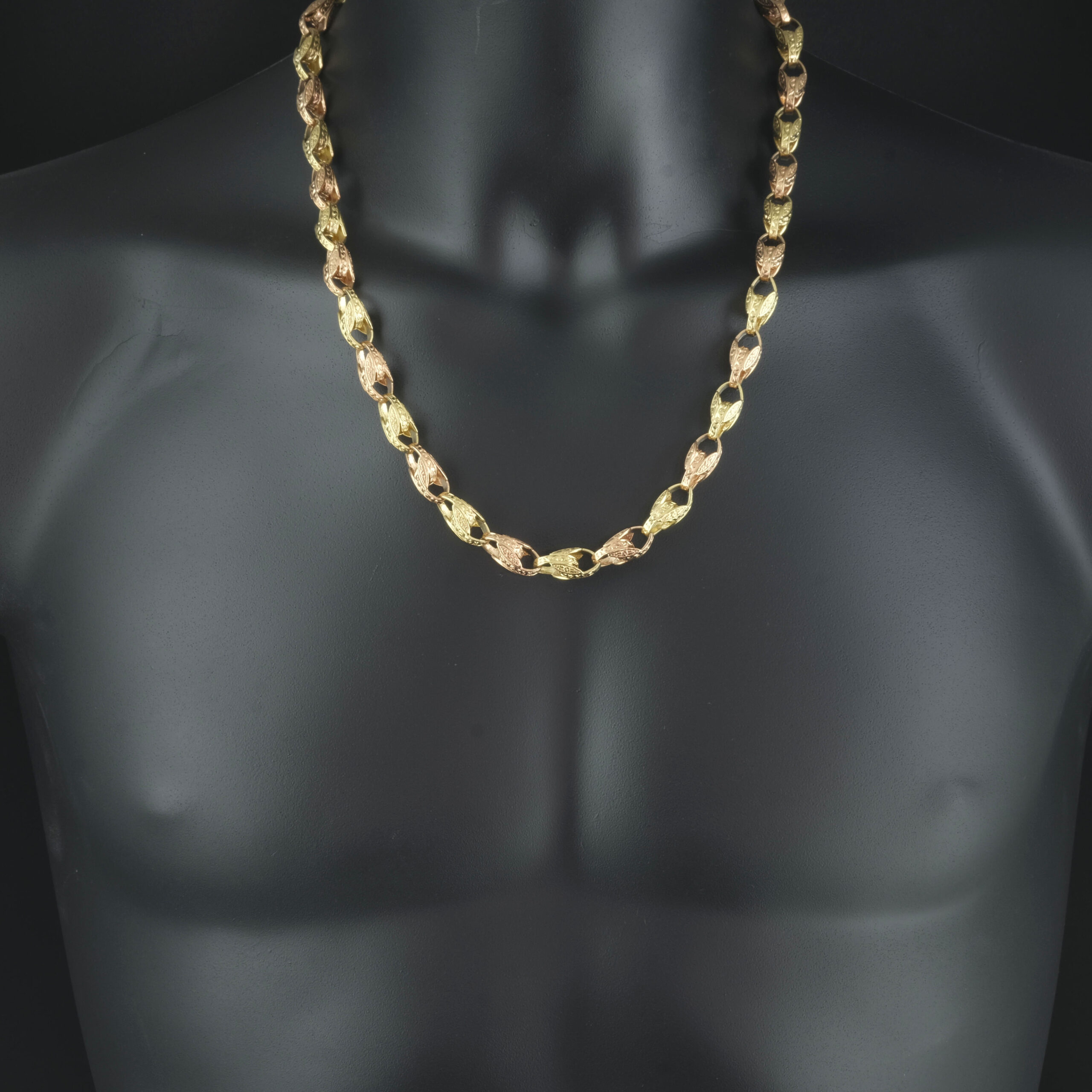 9ct Yellow & Rose Gold Tulip Chain 23.5" 8.5mm - Image 4