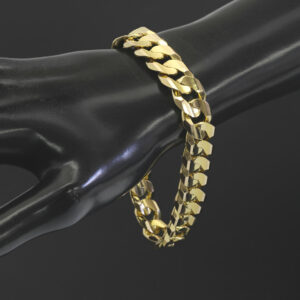 9ct Yellow Gold Curb Bracelet 9″ 13mm