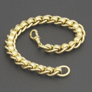 9ct Yellow Gold Roller Ball Bracelet 8″ 9mm