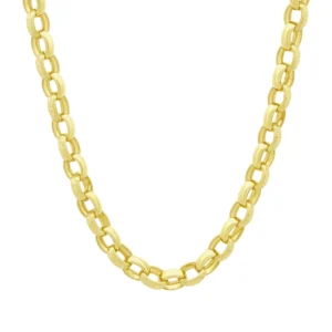 9ct Yellow Gold Patterned Belcher Chain 26″ 9mm