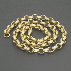 9ct Yellow Gold Patterned Belcher Chain 26″ 9mm