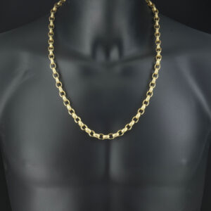 9ct Yellow Gold Patterned Belcher Chain 26″ 9mm