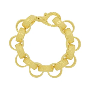 9ct Yellow Gold Patterned Belcher Bracelet 9″ 16mm