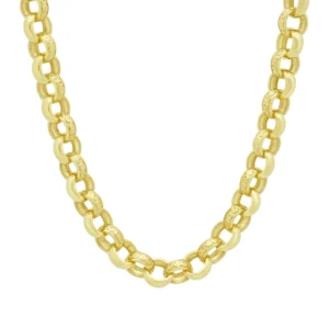 9ct Yellow Gold Patterned Belcher Chain 28″ 10.5mm