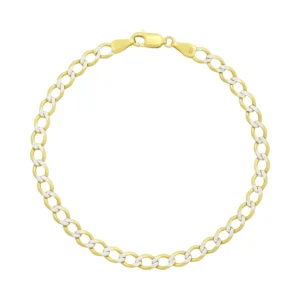 9ct Yellow Gold Diamond Cut Curb Bracelet 7.5″ 4.5mm