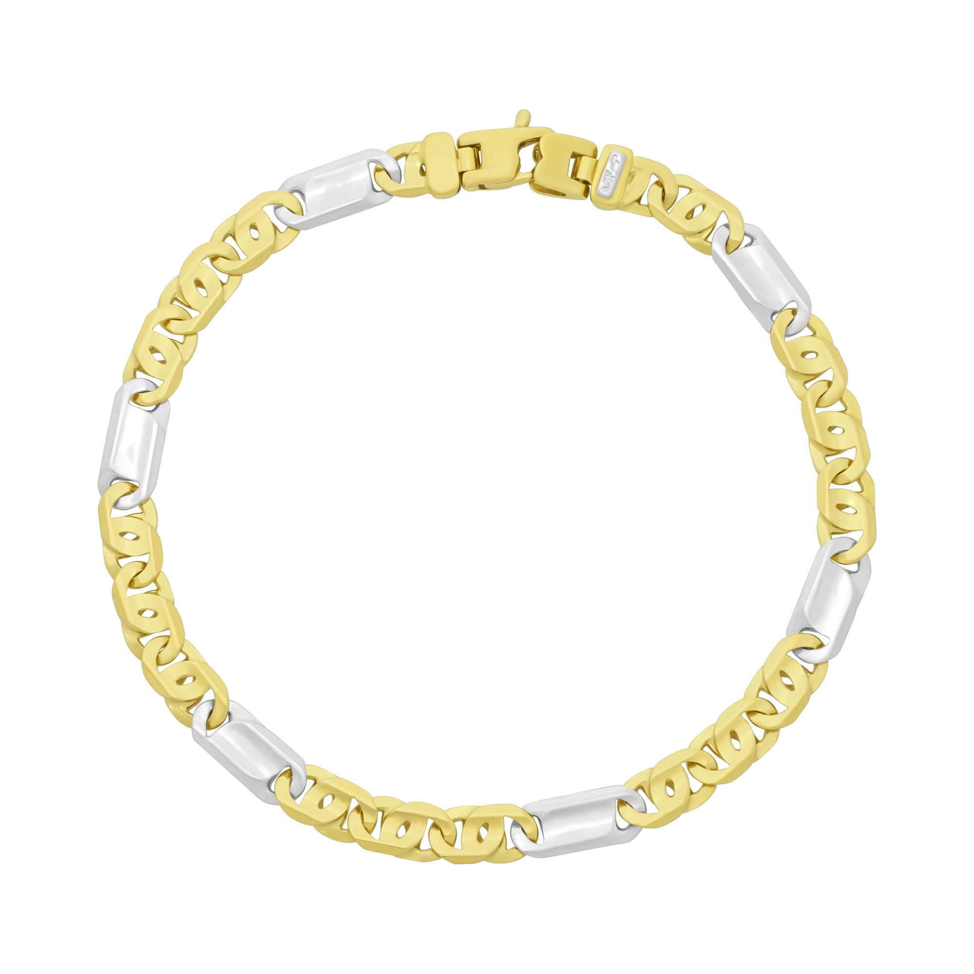 18ct Yellow Gold Fancy Figaro Bracelet 8" 5.5mm