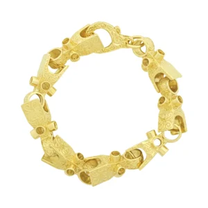 9ct Yellow Gold Patterned Lego Bracelet 11″ 16.5mm