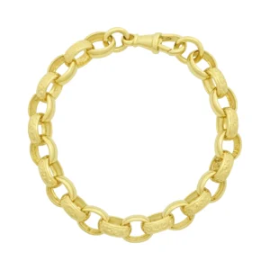 9ct Yellow Gold Patterned Belcher Bracelet 7.5″ 9mm
