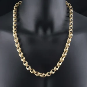 9ct Yellow Gold Patterned Acorn Chain 26″ 11.5mm