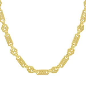 9ct Yellow Gold Stars And Bars Chain 25.5″ 9mm