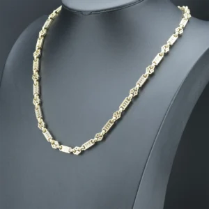 9ct Yellow Gold Stars And Bars Chain 25.5″ 9mm