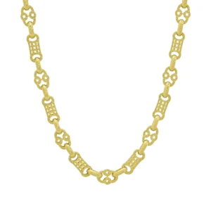 9ct Yellow Gold Stars And Bars Chain 24″ 7.5mm