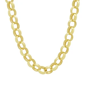 9ct Yellow Gold Patterened Belcher Chain 28″ 12mm