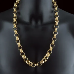 9ct Yellow Gold Patterned Belcher Chain 29″ 16mm