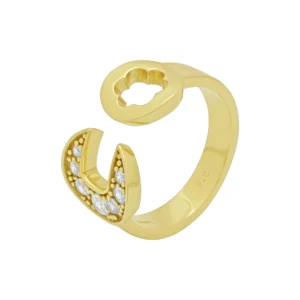 9ct Yellow Gold Gemstone Spanner Ring