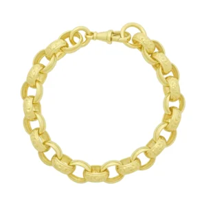 9ct Yellow Gold Patterned Belcher Bracelet 8.5″ 10.5mm