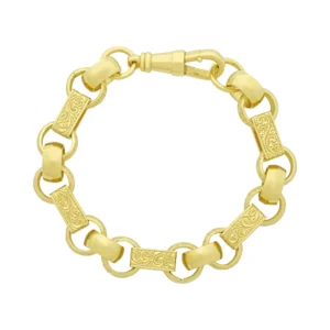 9ct Yellow Gold Gypsy Link Bracelet 9.5″ 13.5mm