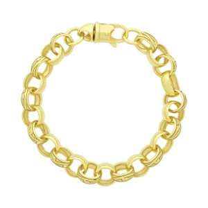 9ct Yellow Gold Patterned Belcher Bracelet 8.5″ 11mm