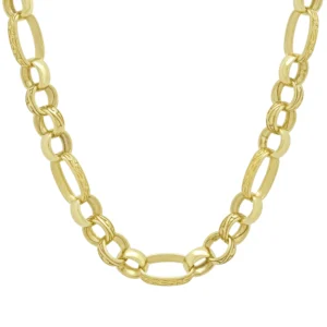 9ct Yellow Gold Patterned Fancy Belcher Chain 26″ 11.5mm