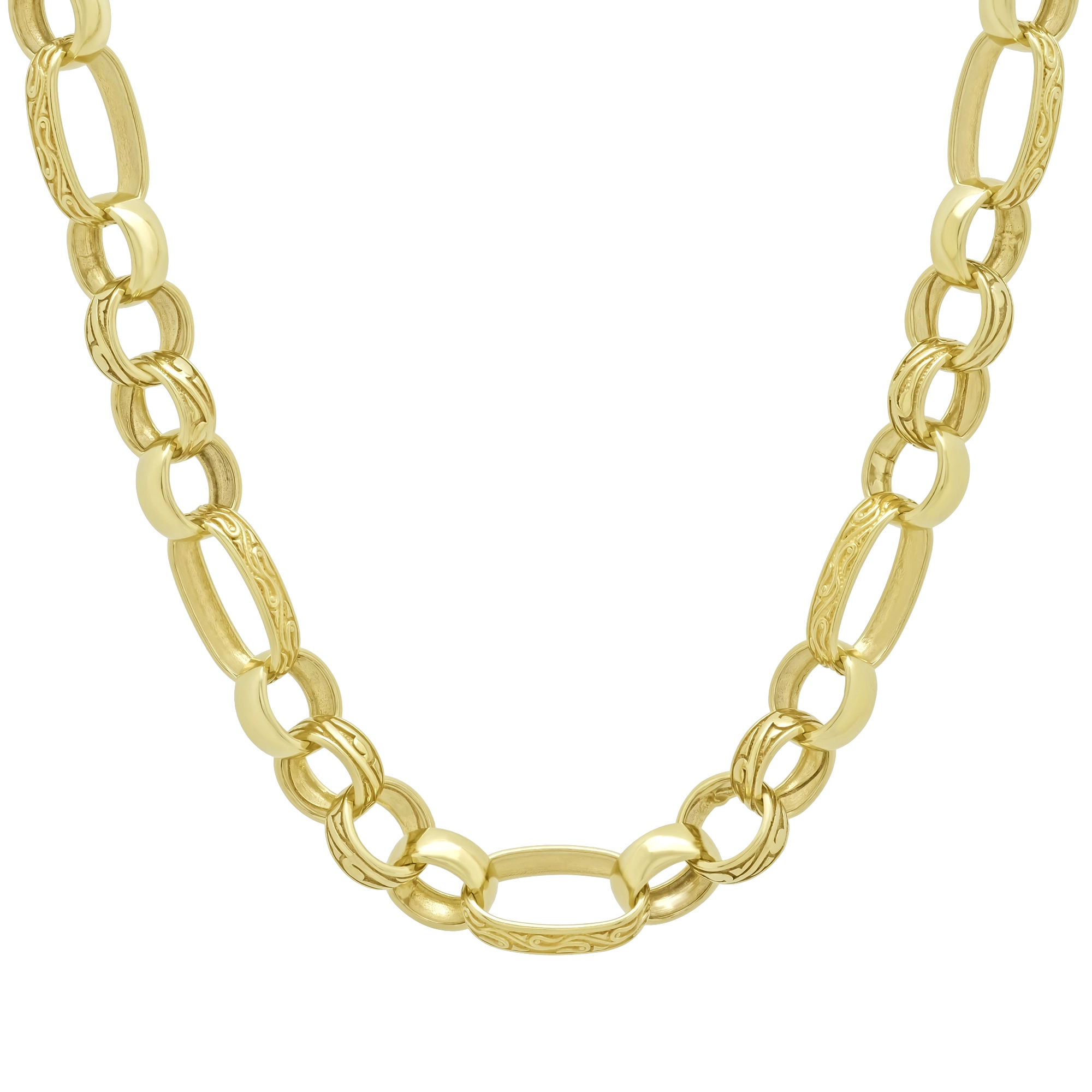 9ct Yellow Gold Patterned Fancy Belcher Chain 26" 11.5mm