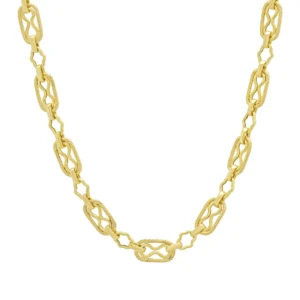 9ct Yellow Gold Fancy Link Chain 17.5″ 8mm