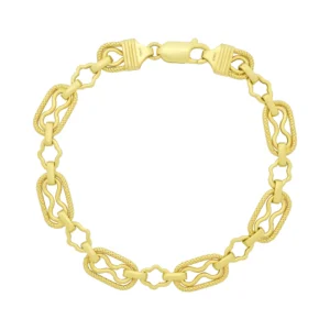 9ct Yellow Gold Fancy Link Bracelet 7.5″ 8mm